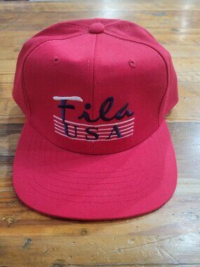 Fila USA Hat Cap Snap Back Red Baseball Sports
